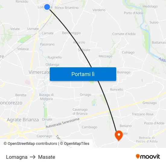 Lomagna to Masate map