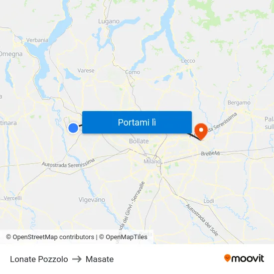 Lonate Pozzolo to Masate map