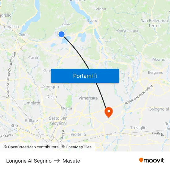 Longone Al Segrino to Masate map