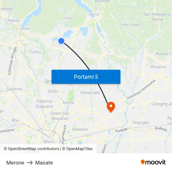 Merone to Masate map