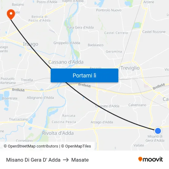 Misano Di Gera D' Adda to Masate map