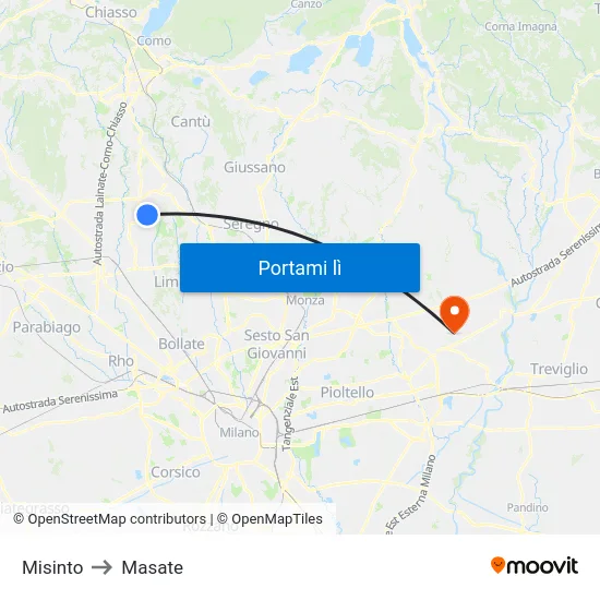 Misinto to Masate map