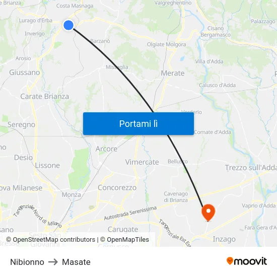 Nibionno to Masate map