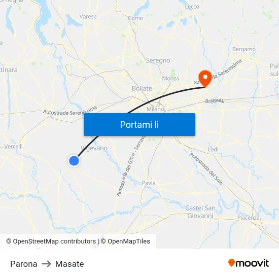 Parona to Masate map