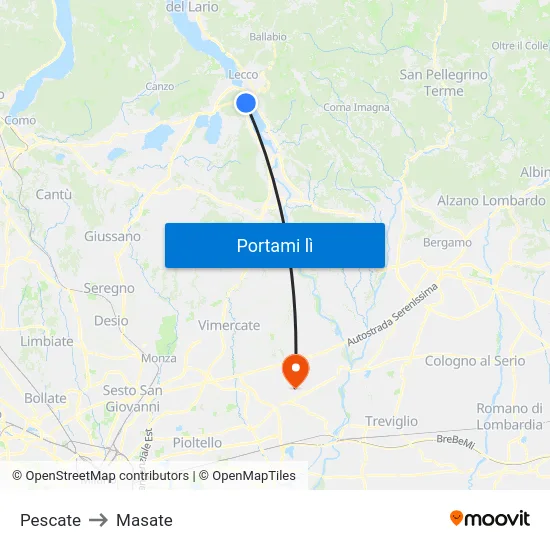 Pescate to Masate map