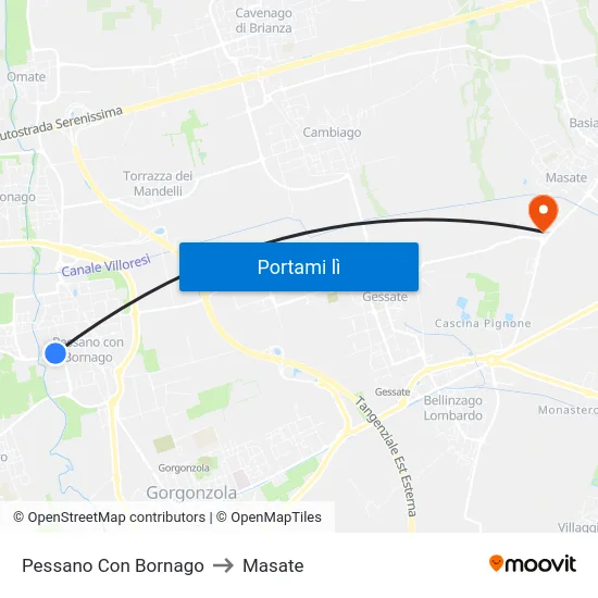 Pessano Con Bornago to Masate map