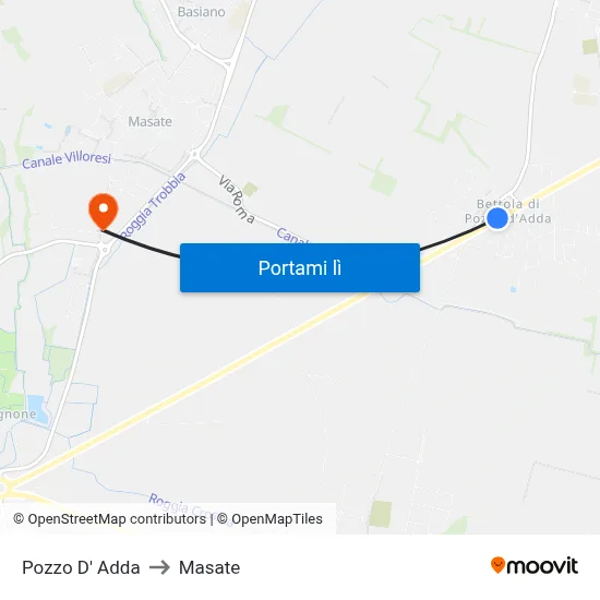 Pozzo D' Adda to Masate map