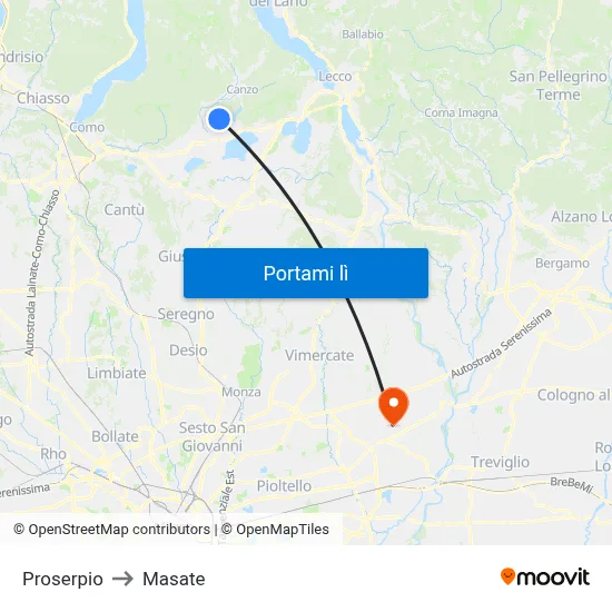 Proserpio to Masate map