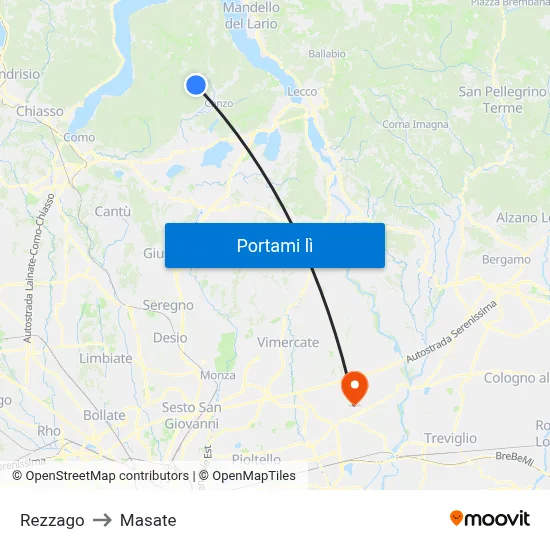 Rezzago to Masate map