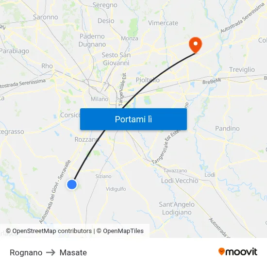 Rognano to Masate map