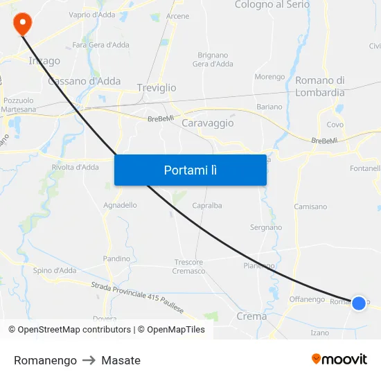 Romanengo to Masate map