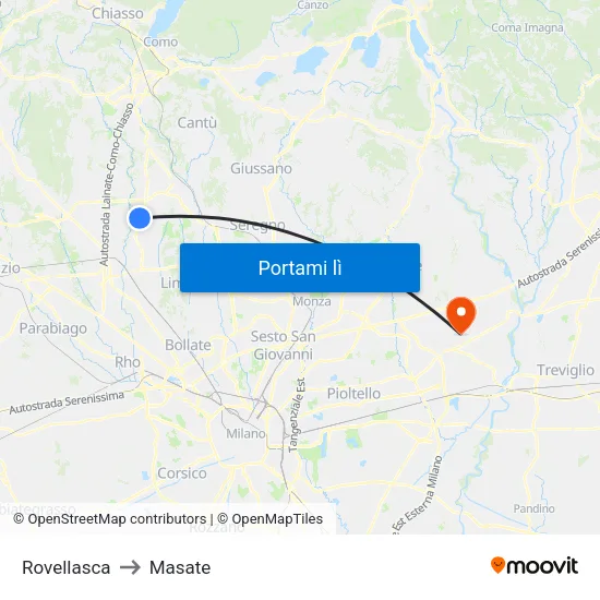 Rovellasca to Masate map