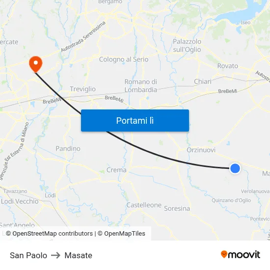 San Paolo to Masate map