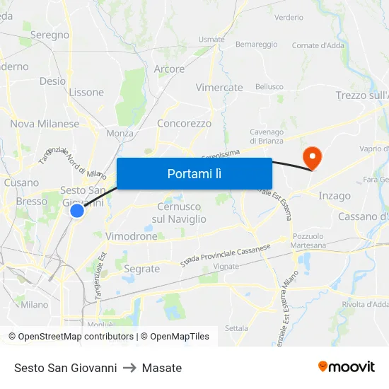 Sesto San Giovanni to Masate map