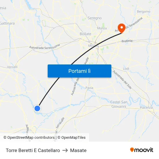 Torre Beretti E Castellaro to Masate map