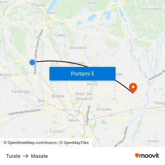 Turate to Masate map