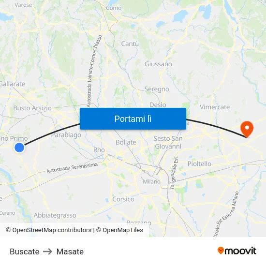 Buscate to Masate map