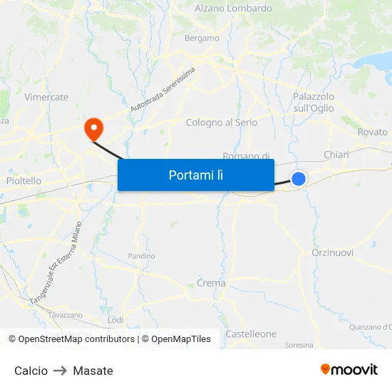 Calcio to Masate map