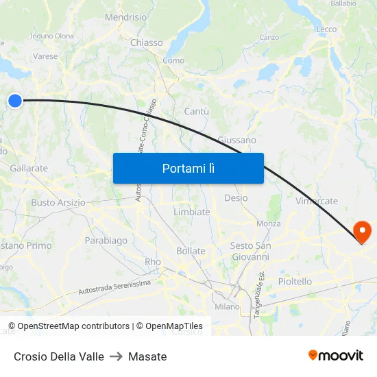 Crosio Della Valle to Masate map