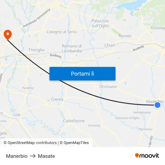Manerbio to Masate map
