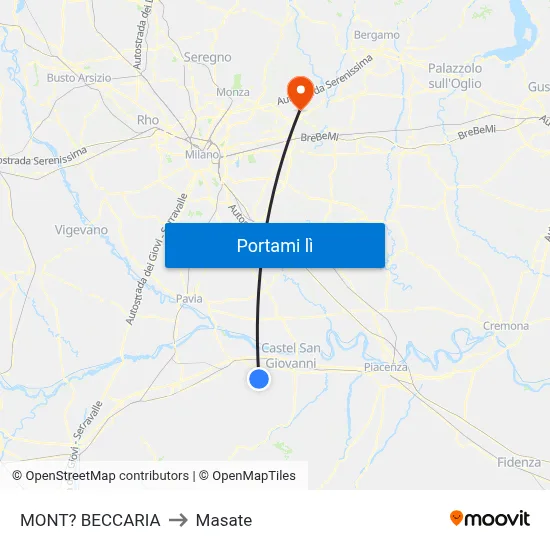 MONT? BECCARIA to Masate map