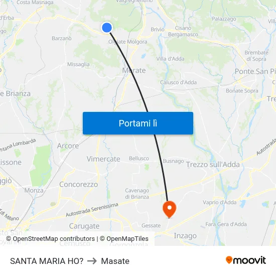 SANTA MARIA HO? to Masate map