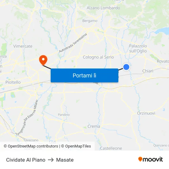Cividate Al Piano to Masate map
