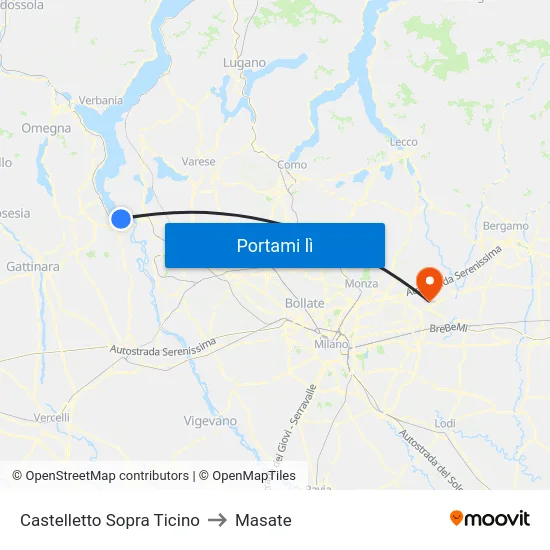 Castelletto Sopra Ticino to Masate map