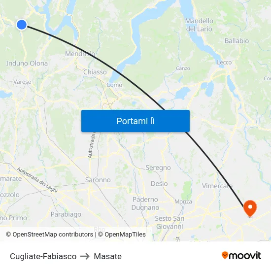 Cugliate-Fabiasco to Masate map