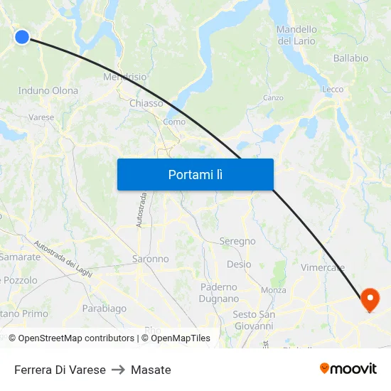 Ferrera Di Varese to Masate map