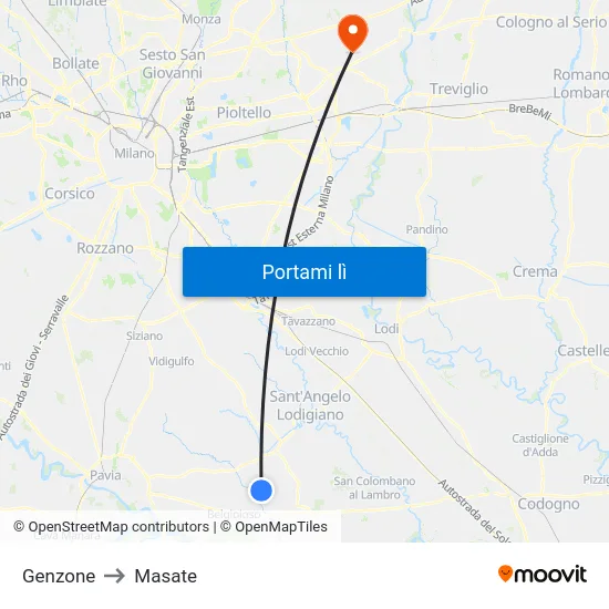 Genzone to Masate map