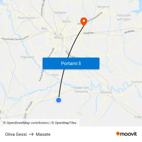 Oliva Gessi to Masate map
