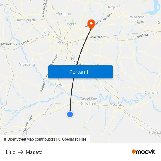 Lirio to Masate map