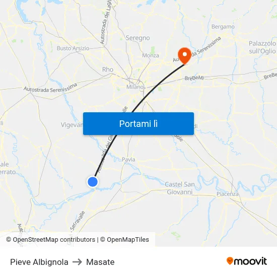 Pieve Albignola to Masate map