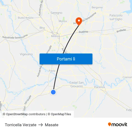 Torricella Verzate to Masate map