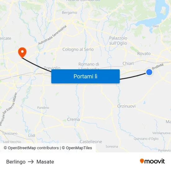 Berlingo to Masate map