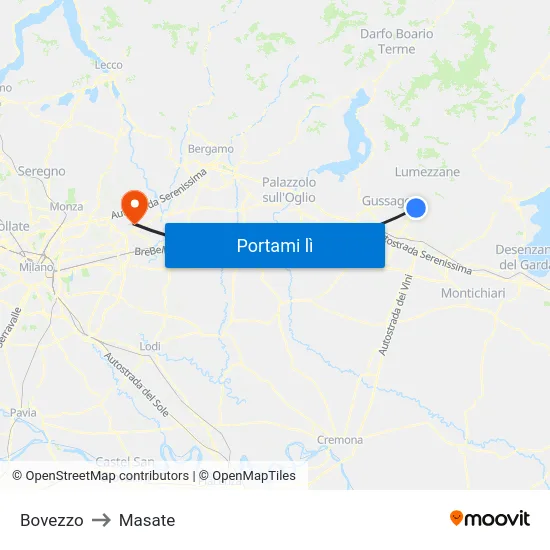 Bovezzo to Masate map