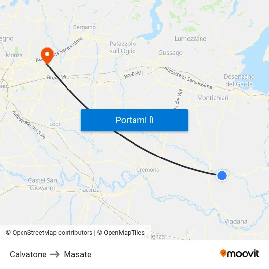 Calvatone to Masate map