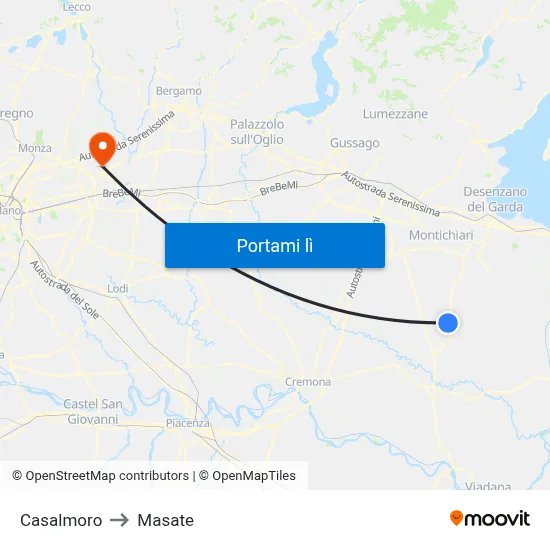 Casalmoro to Masate map