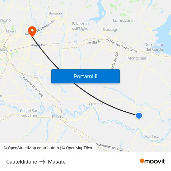 Casteldidone to Masate map