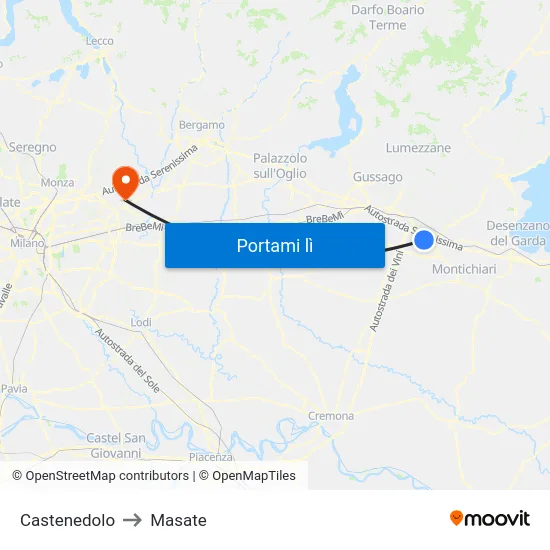 Castenedolo to Masate map