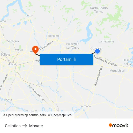 Cellatica to Masate map