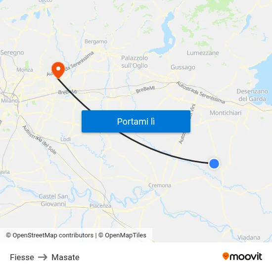 Fiesse to Masate map
