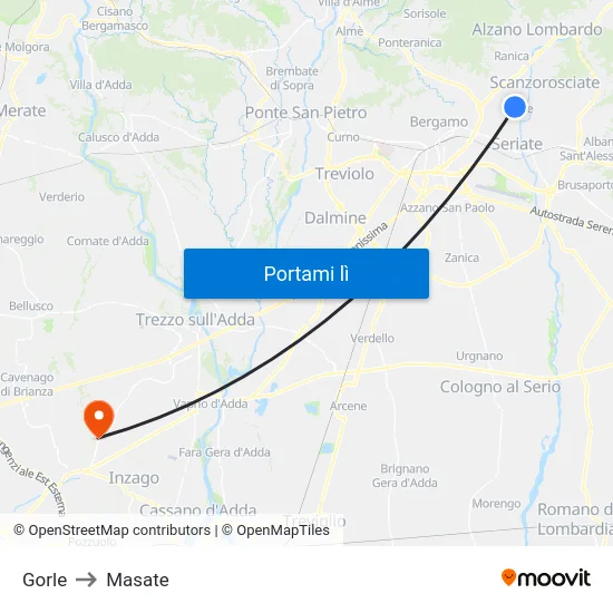 Gorle to Masate map