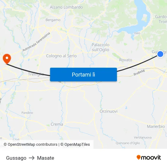 Gussago to Masate map