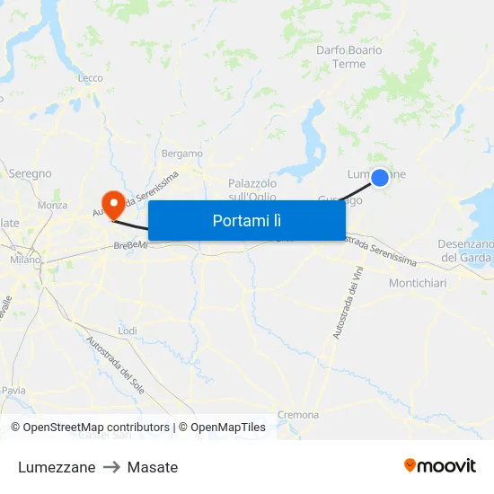 Lumezzane to Masate map