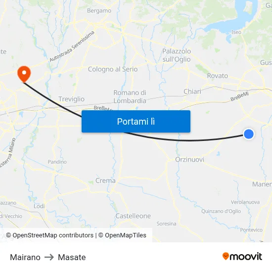 Mairano to Masate map