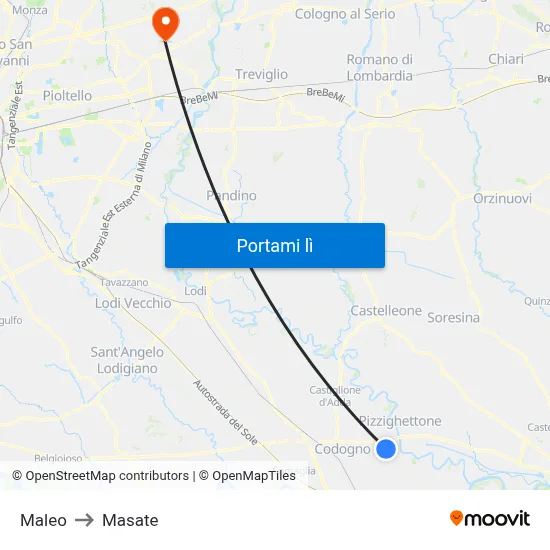 Maleo to Masate map