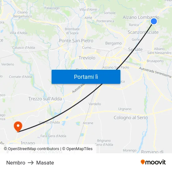 Nembro to Masate map