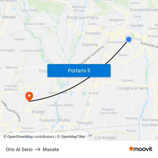 Orio Al Serio to Masate map